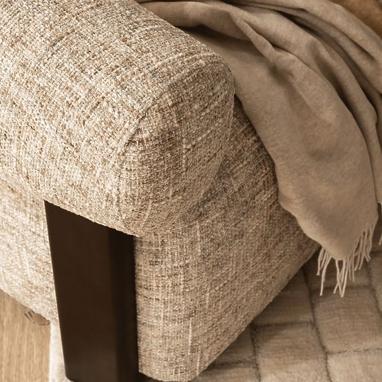 Fotoliu relaxant Maribel bej-gri/nuc, formă rotunjită