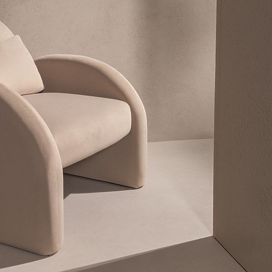 Fotoliu Relaxant Rainbow bej deschis, catifea, rotunjit