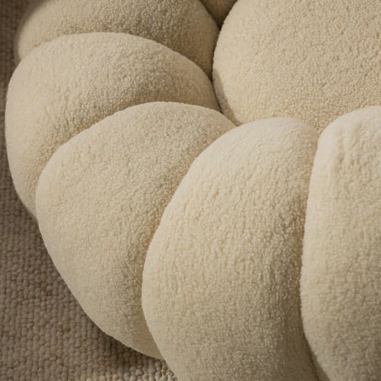 Fotoliu relaxant Venezia bej cu bază rotativă, boucle, forme rotunjite