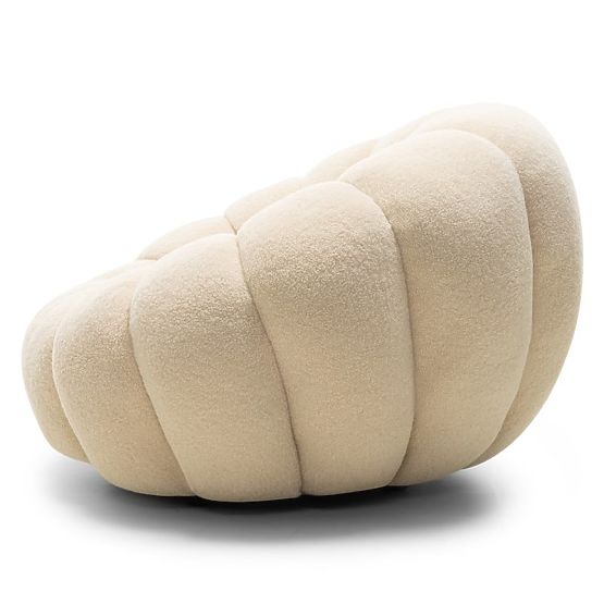 Fotoliu relaxant Venezia bej cu bază rotativă, boucle, forme rotunjite