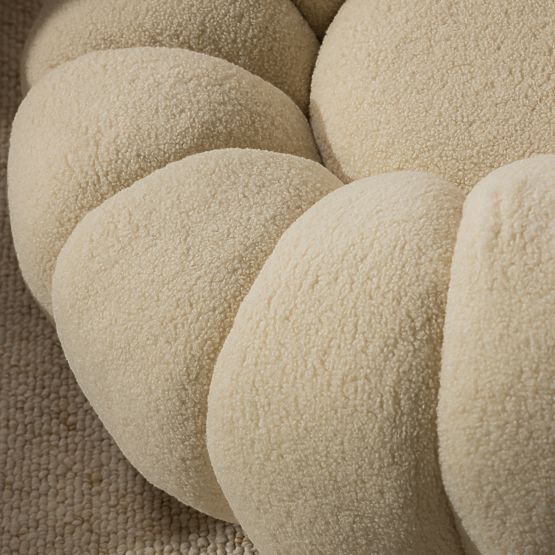 Fotoliu relaxant Venezia bej cu bază rotativă, boucle, forme rotunjite