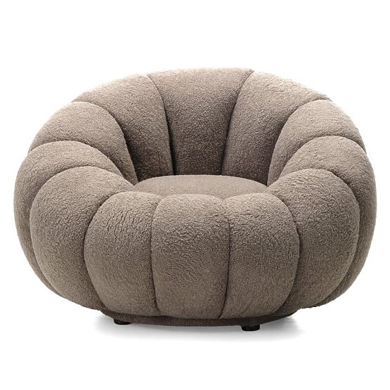 Fotoliu relaxant Venezia cappuccino cu bază rotativă, boucle, forme rotunjite