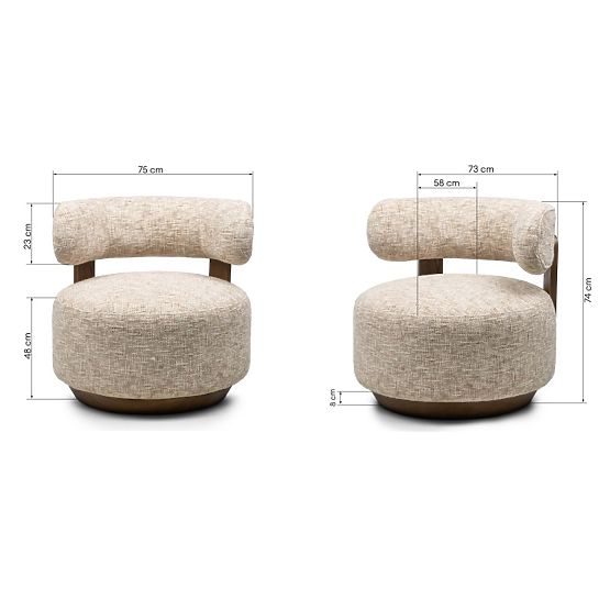 Fotoliu Relaxare Dolce, forme rotunjite, bej-gri/nuc