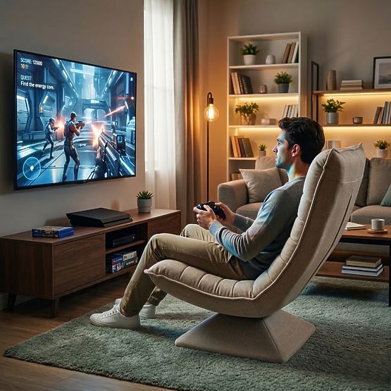 Fotoliu rotativ de relaxare cu șezlong reglabil pentru living bej ModernHome