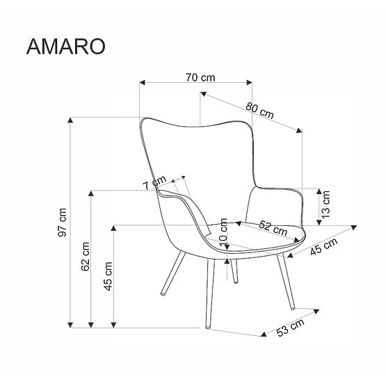 Fotoliu tapitat AMARO - gri