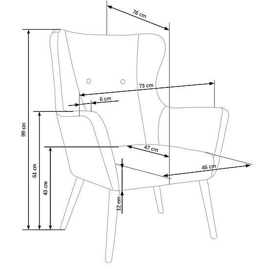Fotoliu tapitat COTTO - gri închis