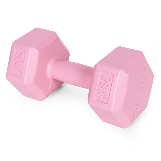 Ganteri hexagonale set 2x2 kg greutăți pentru fitness roz ModernHome