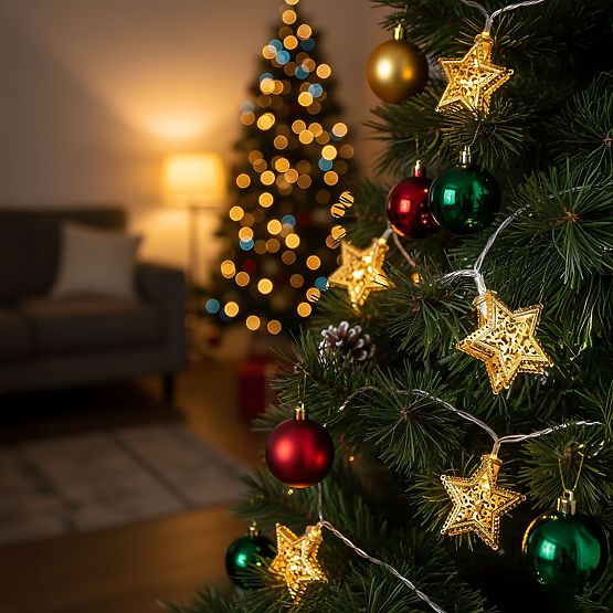 Ghirlandă de Lumină de Crăciun LED Stele Aurii 391020