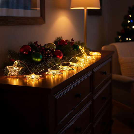 Ghirlandă de Lumină de Crăciun LED Stele Aurii 391020