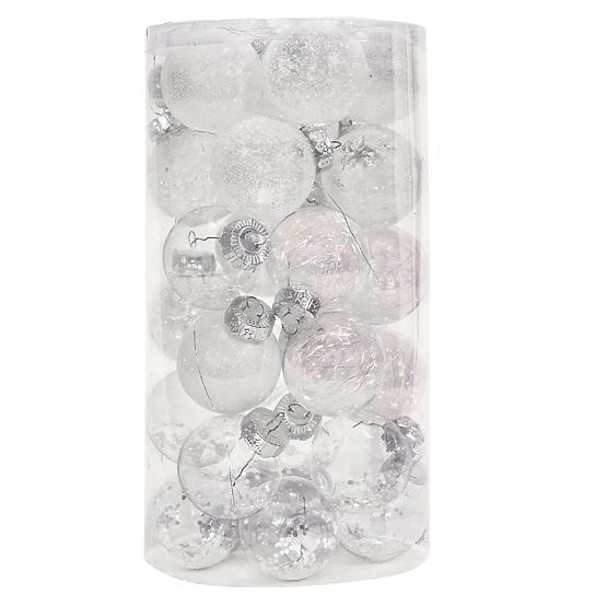 Globuri de Crăciun albe 30 bucăți sysd1688-057