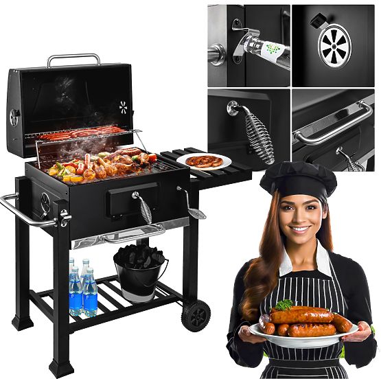 Grătar de grădină cu cărbune cu capac MEJOR