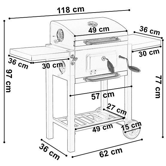 Grătar de grădină pe cărbune CARBON negru