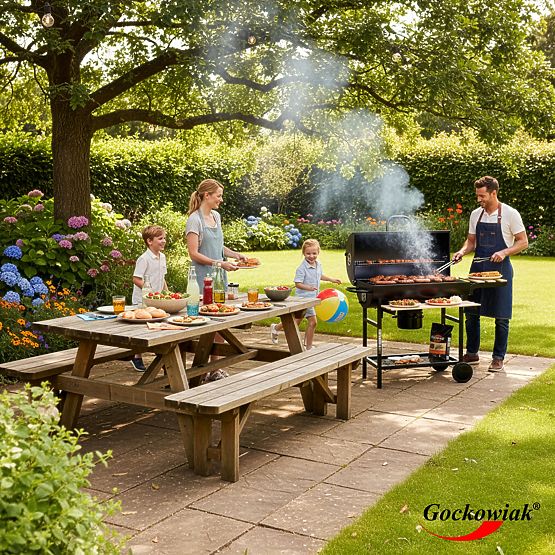 Grătar de grădină pe cărbuni cu 2 grătare și tavă de cenușă BAREL WOOD