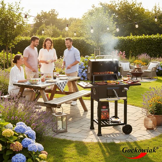 Grătar de grădină pe cărbuni cu grătar din fontă FERRO