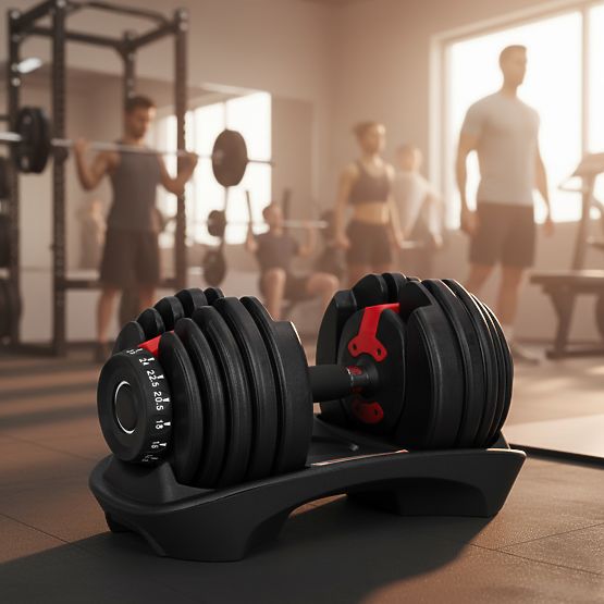 Halteră din fontă reglabilă cu suport, sarcină 2,5-24 kg ModernHome