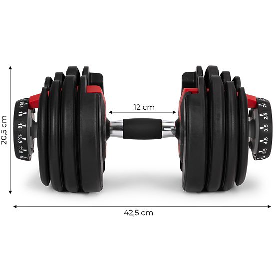 Halteră din fontă reglabilă cu suport, sarcină 2,5-24 kg ModernHome