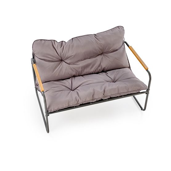 HUDSON, set de grădină (canapea, 2x fotoliu, măsuță), gri / maro (1p=1set)