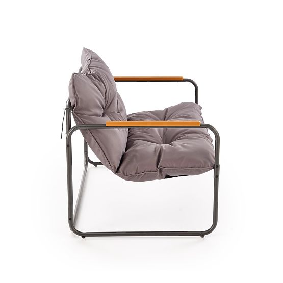 HUDSON, set de grădină (canapea, 2x fotoliu, măsuță), gri / maro (1p=1set)