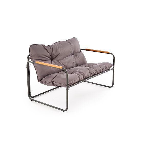 HUDSON, set de grădină (canapea, 2x fotoliu, măsuță), gri / maro (1p=1set)