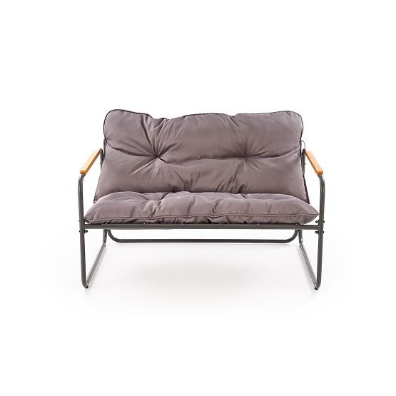 HUDSON, set de grădină (canapea, 2x fotoliu, măsuță), gri / maro (1p=1set)