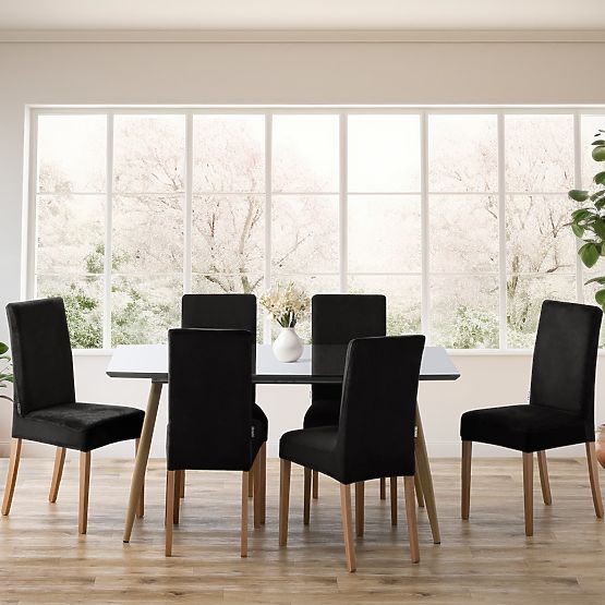 Husă pentru canapea RESTILO SENTO neagră netedă stil clasic