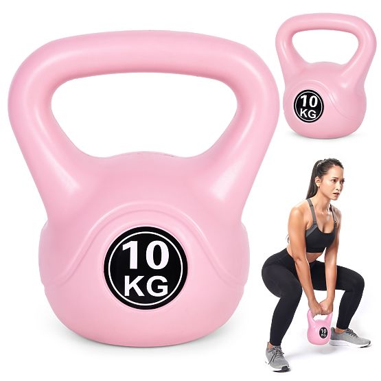 Kettlebell ganteră 10 kg pentru exerciții roz ModernHome
