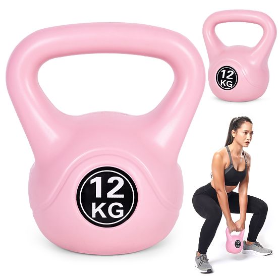 Kettlebell greutate 12 kg pentru exerciții roz ModernHome