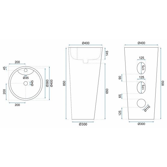 Lavoar ceramic independent Blanka Natural Matt Marmură
