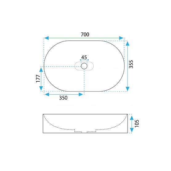Lavoar din conglomerat IRIS 71 CM gri mat