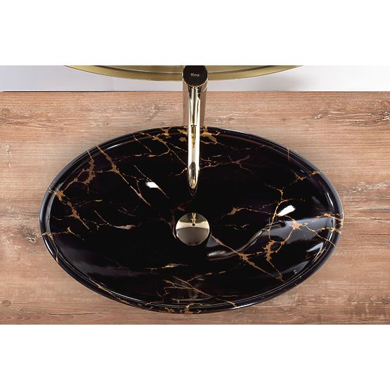 Lavoar pe blat REA Pamela Black Marble Shiny