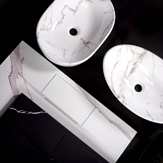 Lavoar pe blat REA Pamela Black Marble Shiny