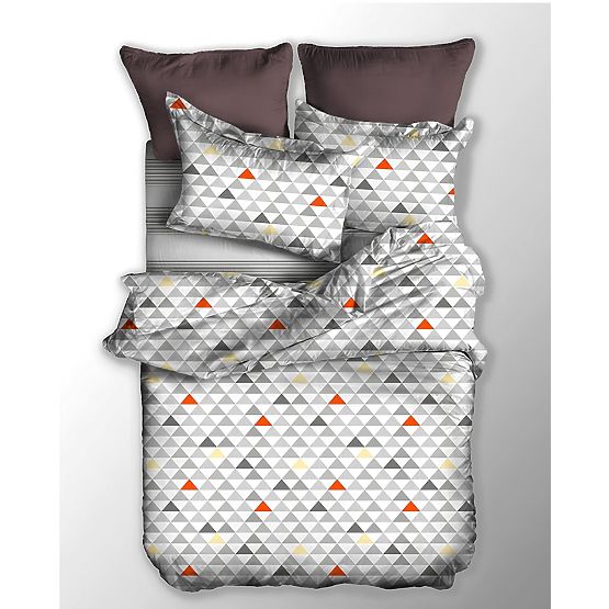 Lenjerie de pat BASIC gri cu model geometric 155x220_80x80*1 DecoKing
