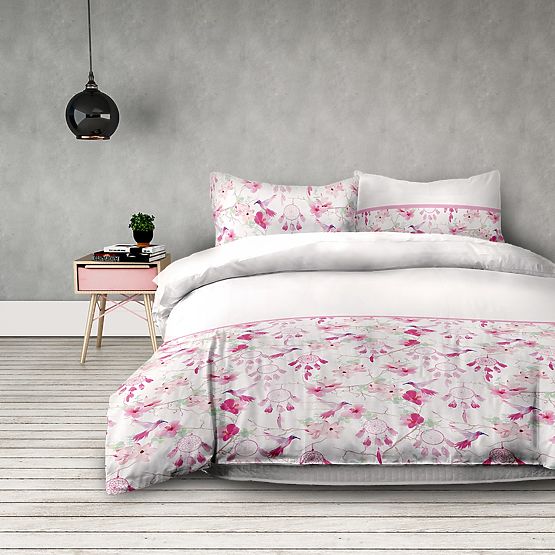 Lenjerie de pat SNUGGY albă cu imprimeu floral 155x220*2+80x80*2 AmeliaHome