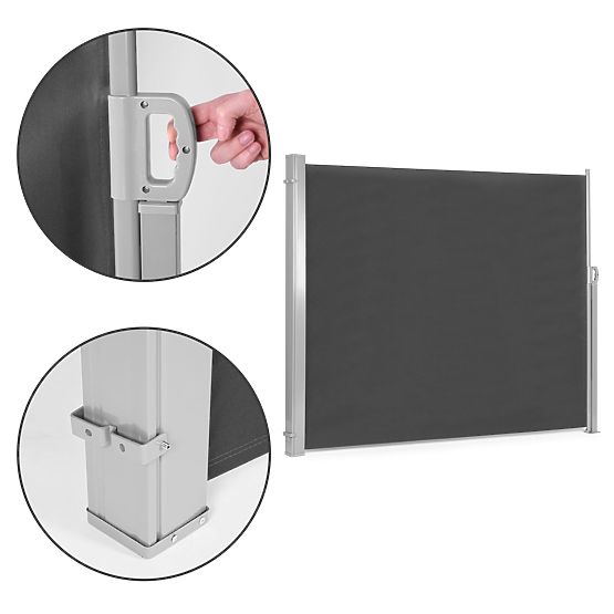 Marchiză pliabilă 300x180 cm cu roletă laterală pentru grădină, terasă, antracit