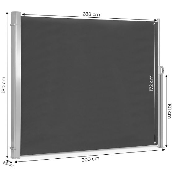 Marchiză pliabilă 300x180 cm cu roletă laterală pentru grădină, terasă, antracit