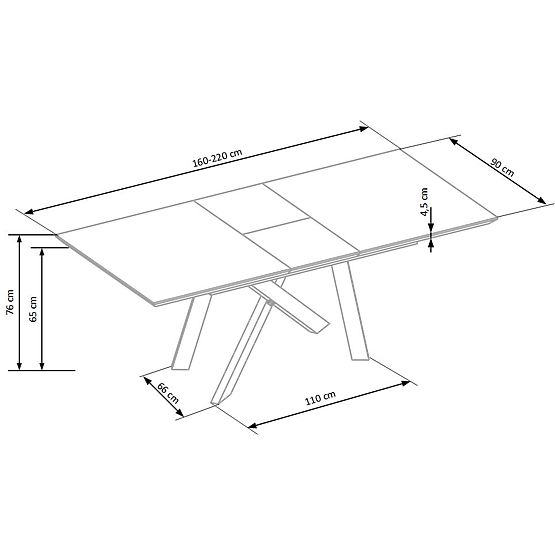 Masa CAPITAL 160-200 cm, stejar auriu / negru (2p=1buc)