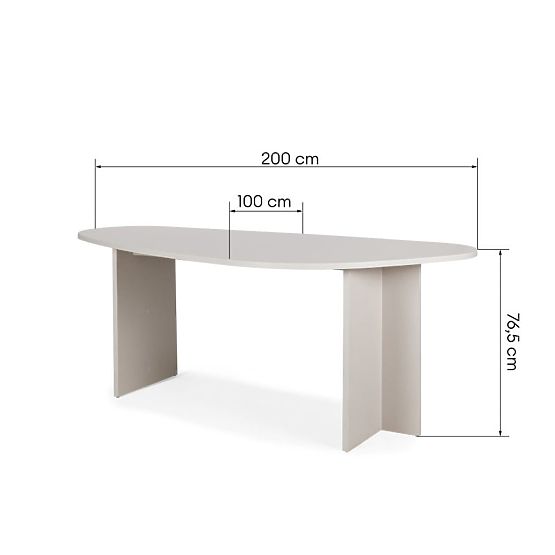 Masă cu blat neregulat Zeva 200 cm, culoare cașmir