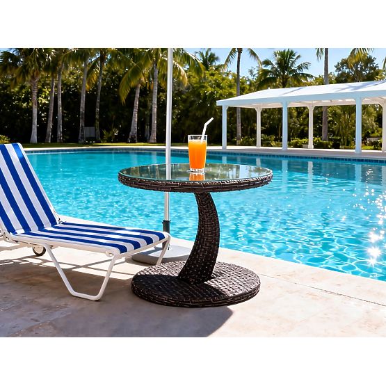 Masă de balcon din tehnoratan, masă de cafea rotundă, design modern