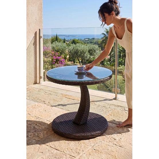 Masă de balcon din tehnoratan, masă de cafea rotundă, design modern