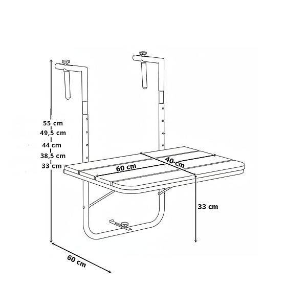 Masă de balcon pliabilă ARETTO gri
