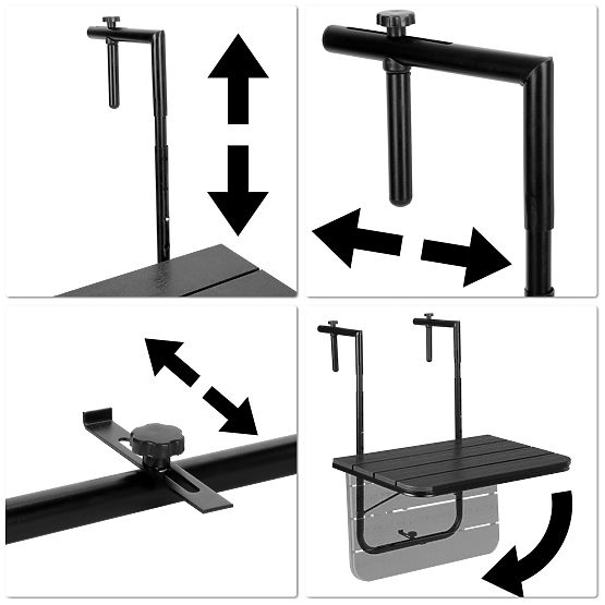 Masă de balcon pliabilă ARETTO neagră