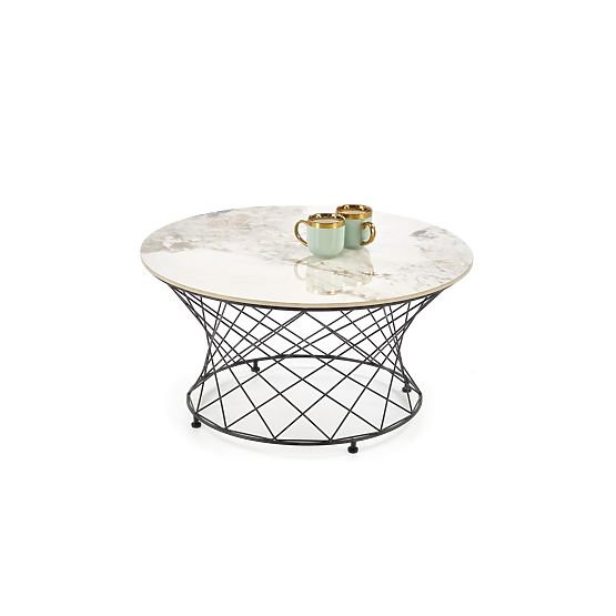 Masă de cafea ALESSIA, marmură bej / negru (2p=1buc)