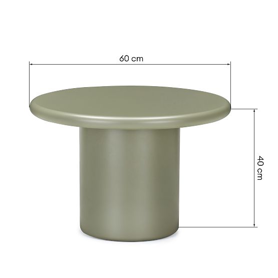 Masă de cafea Arce 60 cm, verde măsliniu, mată