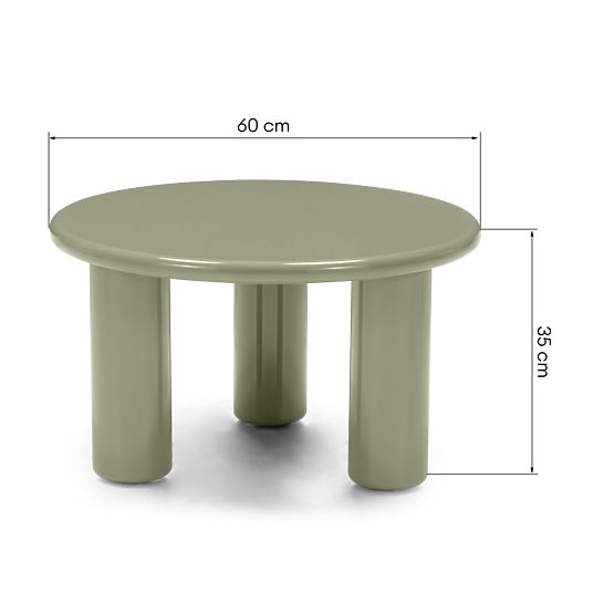 Masă de cafea Blair 60 cm, verde măsliniu, lucioasă