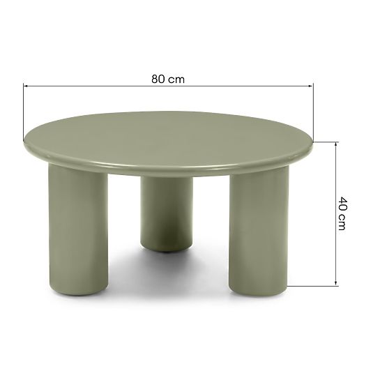 Masă de cafea Blair 80 cm, verde măsliniu, lucioasă