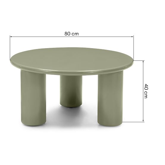 Masă de cafea Blair 80 cm, verde măsliniu, lucioasă