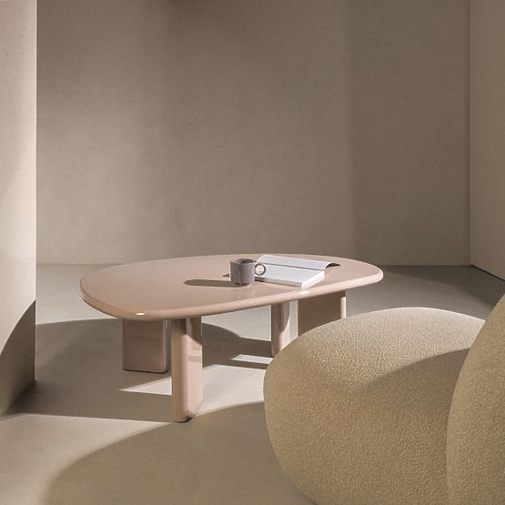 Masă de cafea Cameron 130 cm, nude, lucioasă