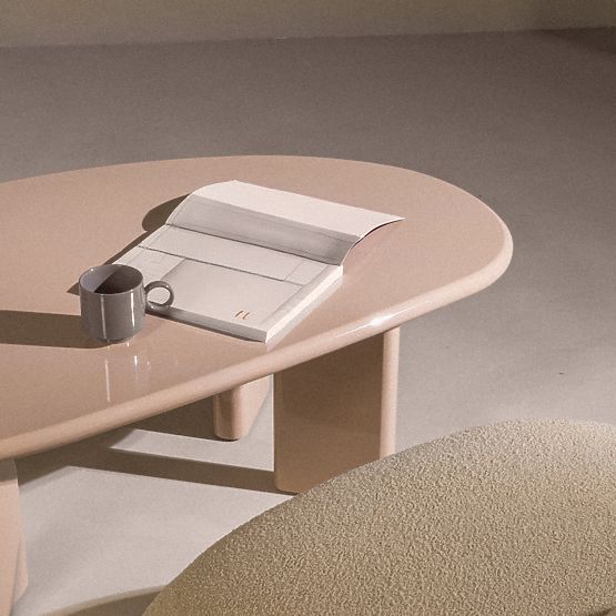 Masă de cafea Cameron 130 cm, nude, lucioasă