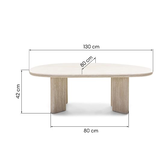 Masă de cafea Cameron 130 cm, travertin