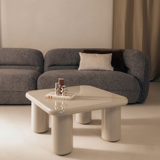 Masă de cafea Cherry 70 cm, bej închis, lucios